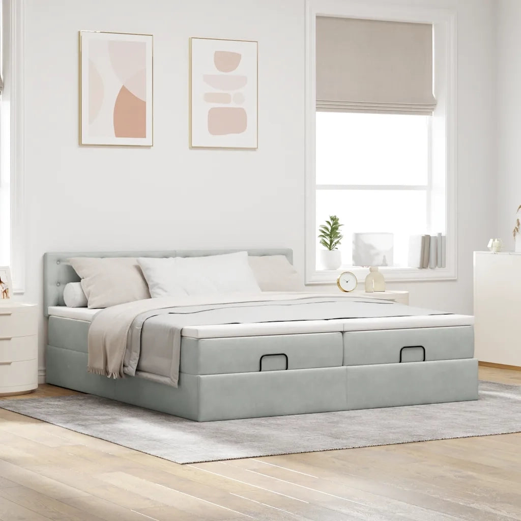 Struttura Letto Pouf con Materassi 200x200 cm Velluto
