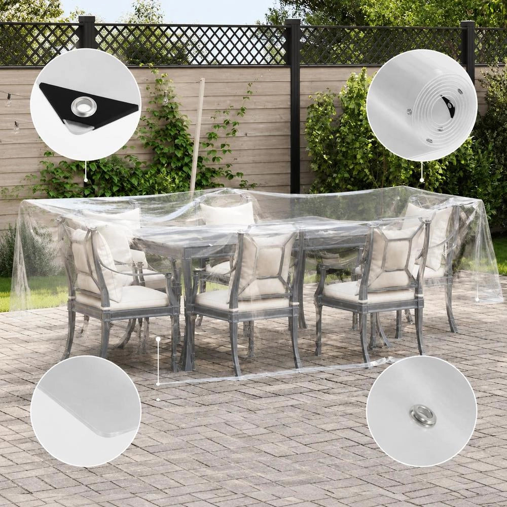 Telo trasparente con occhielli, 3x3 m, in PVC, robusto e versatile, ideale per esterni, giardino e balcone