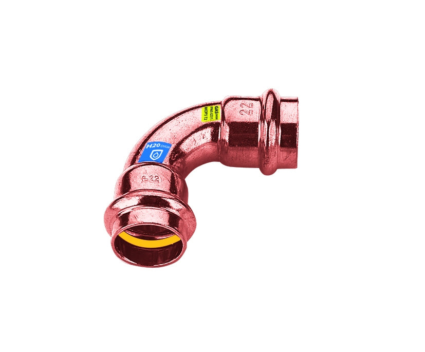 CURVA IN RAME A PRESSARE  90  ° FF ACQUA/GAS- Diam. 12- FRABO- pezzi 1