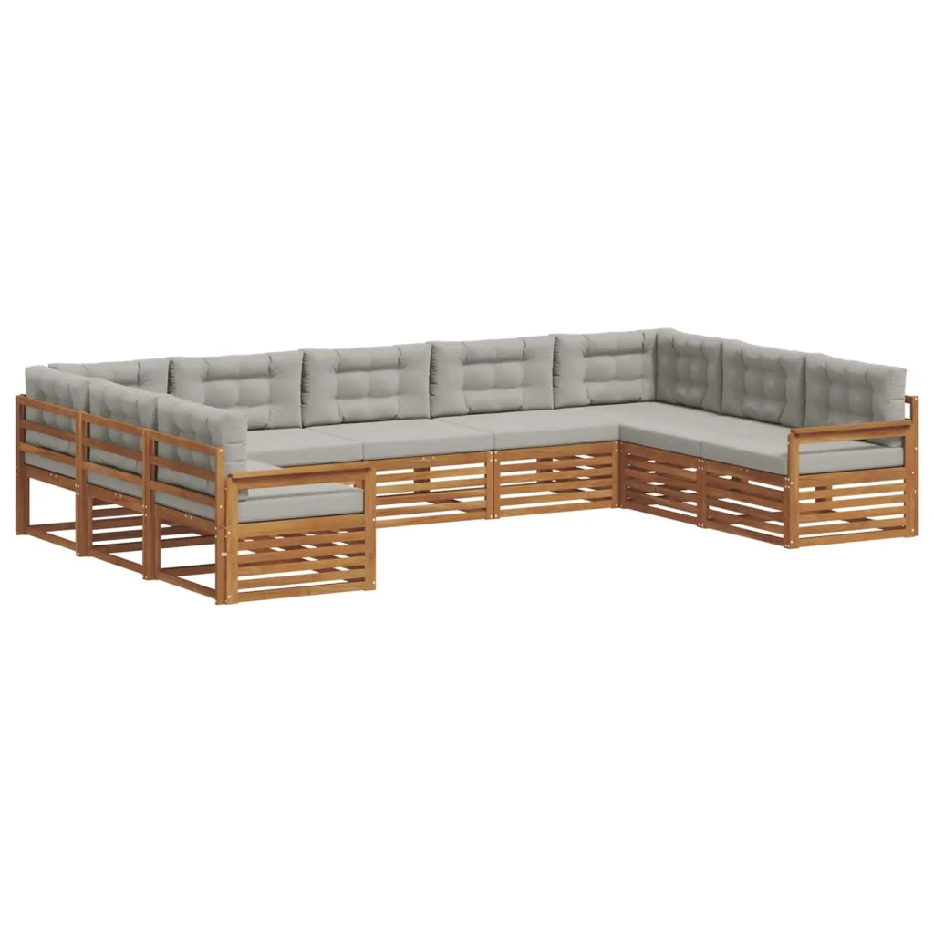 Set di divani da esterno 9 pcs Grigio Naturale e Chiaro 3374116