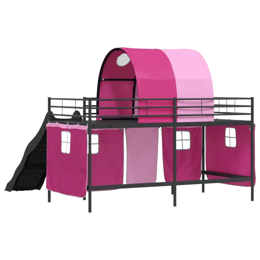 Struttura del letto loft per bambini Nero e rosa 107 x 200 cm 42020849