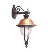 Applique Esterno Tatum Alluminio Nero Rame Giu&apos 1 Luce E27 Ip44