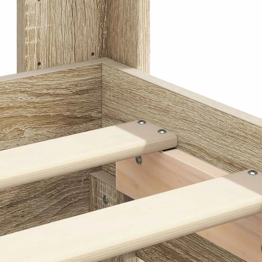 Letto matrimoniale | Letto per adulti | Struttura del letto con stoccaggio e testata Rovere Sonoma