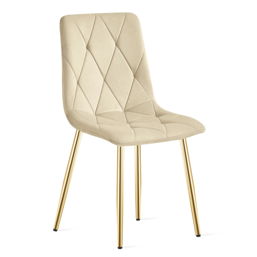 Set di 2 sedie Libra in velluto beige e gambe oro