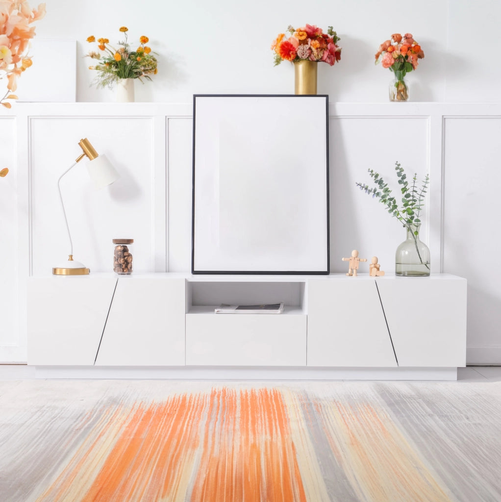 Mobile TV moderno 170 cm bianco con ante segmentate