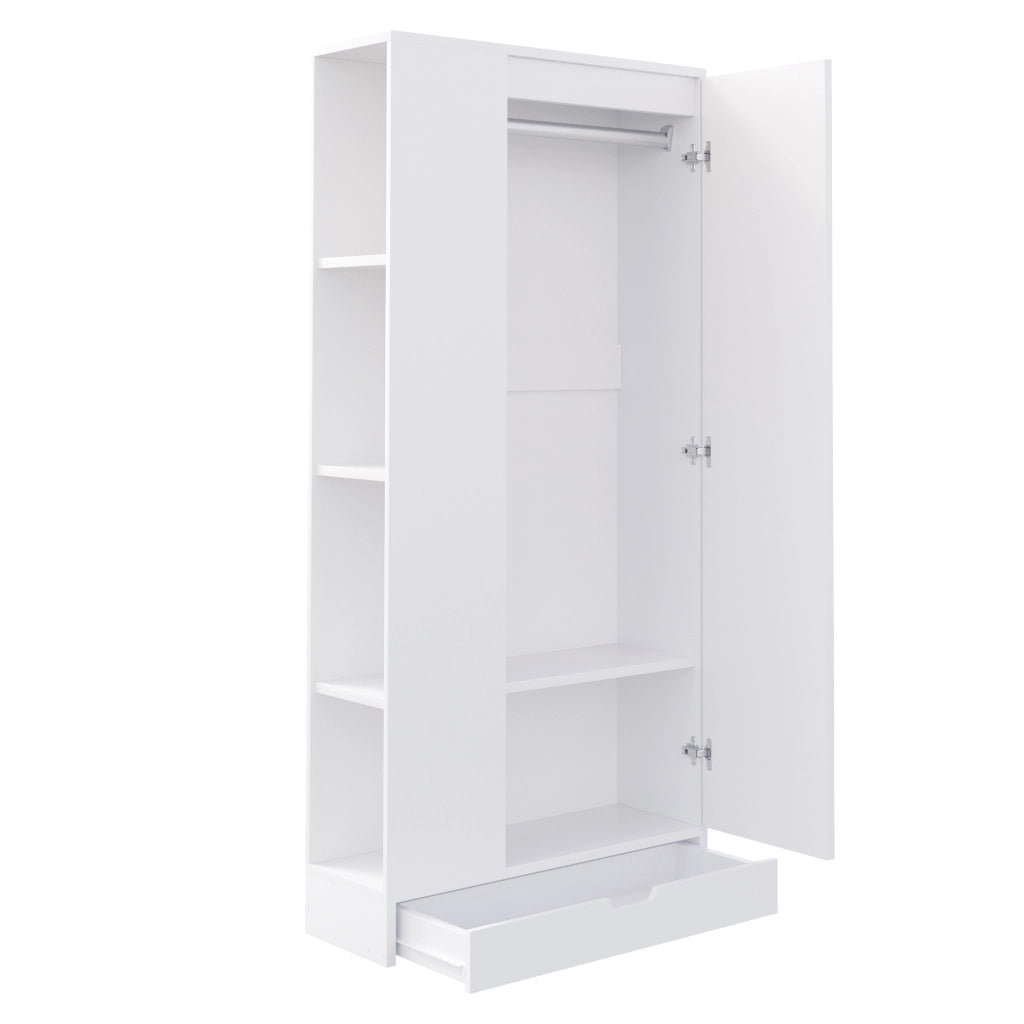 ARMADIO 70x40x170 cm a 1 anta Bianco in legno e metallo