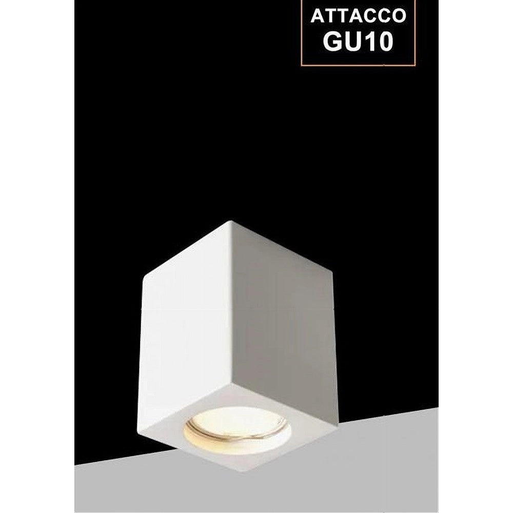 Trade Shop - Porta Faretto Lampada Soffitto Quadrato In Gesso Attacco Gu10 H90mm Ip20 Gs-c90-q -