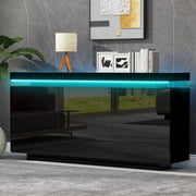 Madia LED 140x35x72,5 cm con 2 ante e 3 cassetti, nero HAVRYA