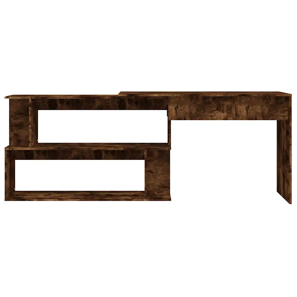 Scrivania | Tavolo da Ufficio Angolare Rovere Fumo 200x50x76cm in Legno Multistrato