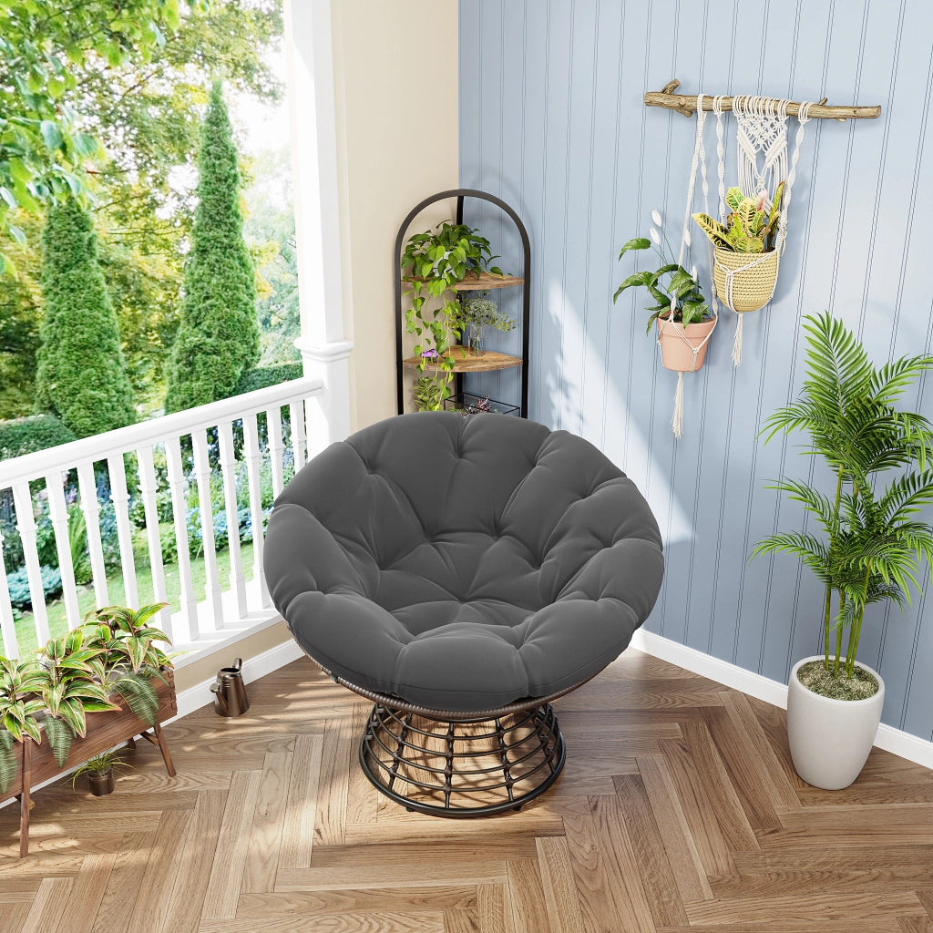 POLTRONA girevole 360° Ø92x67 cm acciaio grigio