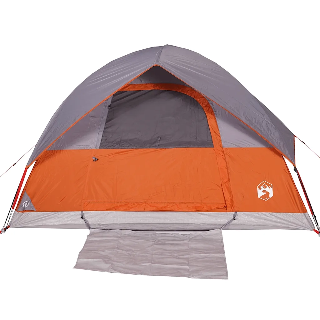 Tenda da Campeggio a Cupola 3 Persone-Tenda per Escursionismo Grigio e Arancione Impermeabile