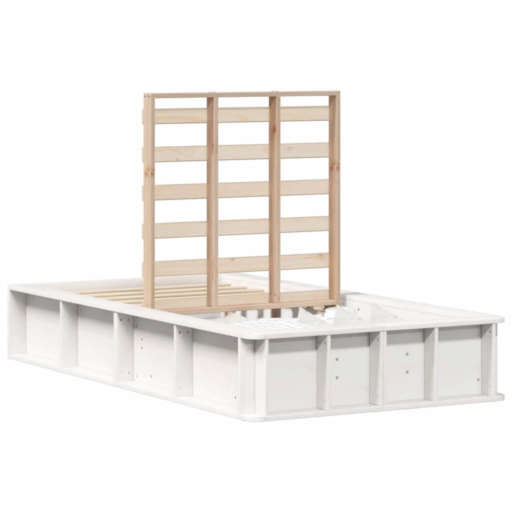 Struttura del letto-Giroletto-Rete del Letto Bianco 75 x 190 cm Pino massello 812944