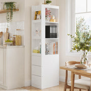 Libreria stretta bianca con 3 cassetti e 3 vani, 200 cm