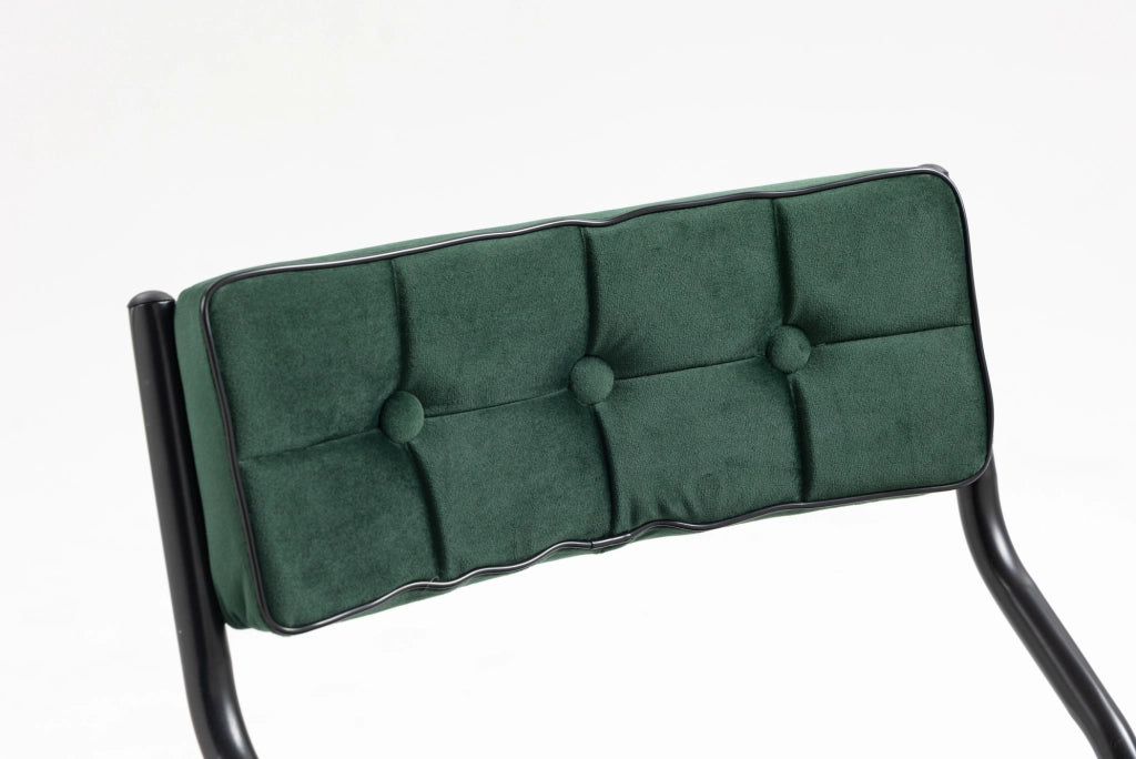 Set di 2 sedie pieghevoli imbottite in velluto verde con struttura in acciaio
