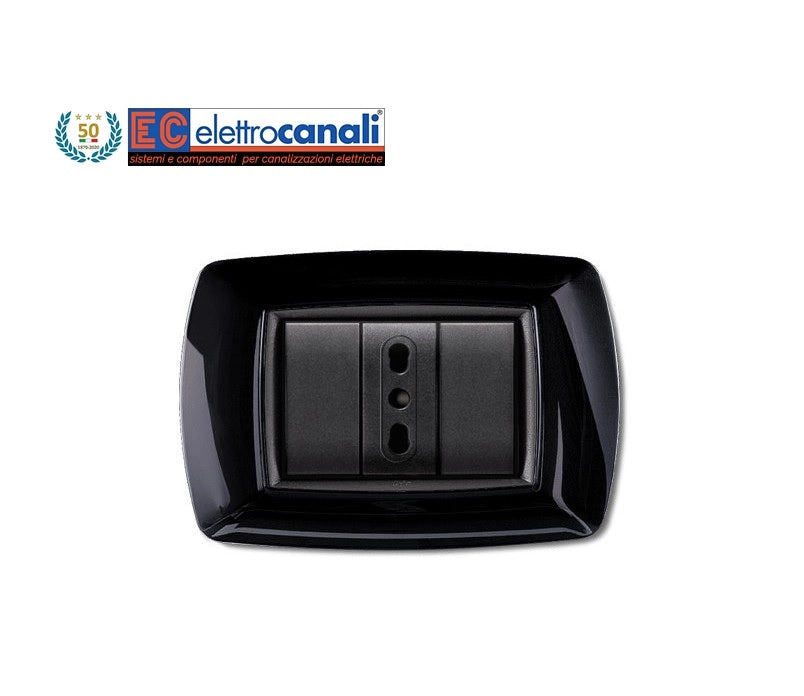 PLACCA COPRINTERRUTTORE NERA GLITTER 'MYLIFE' 3 Moduli - EC ELETTROCANALI