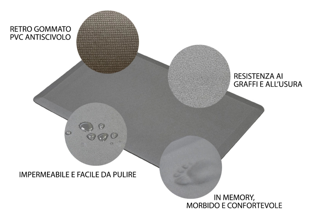 Tappeto Bagno Memory Ultrasoft Antiscivolo Impermeabile Tinta Unita Giulia - 44x150 - Grigio