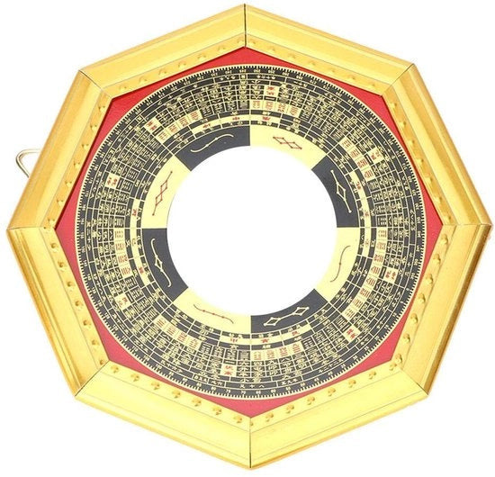 Specchio a forma conca in legno - Amuleto Feng Shui - Protezione dall'Energia Negativa - 13,5 cm - Decorazione Tradizionale