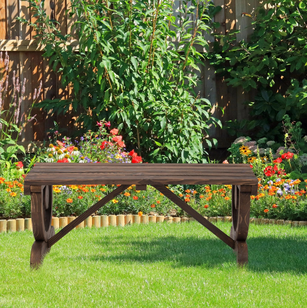 Panca da giardino rustica in legno 98 x 50 x 39,5 cm