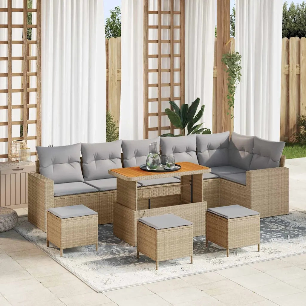 Set Divano da Giardino 12 pcs Beige e Grigio Chiaro polyrattan 3363592