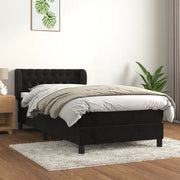 Giroletto a Molle con Materasso-Struttura Letto Nero 90x200 cm in Velluto 192124