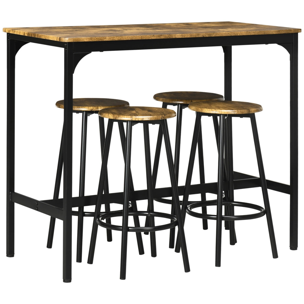 TAVOLO BAR Set da 5 pezzi 110x50x89,5 cm MDF Marrone