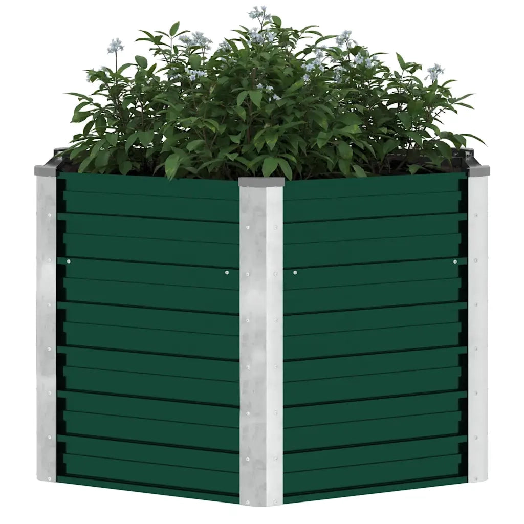 Fioriere | Cassetta per fiori | Letto Rialzato Giardino in Acciaio Zincato 129x129x77 cm Verde