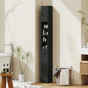 Mobile bagno nero alto e stretto 180x20x20 cm con ripiani regolabili e cinghie anticaduta