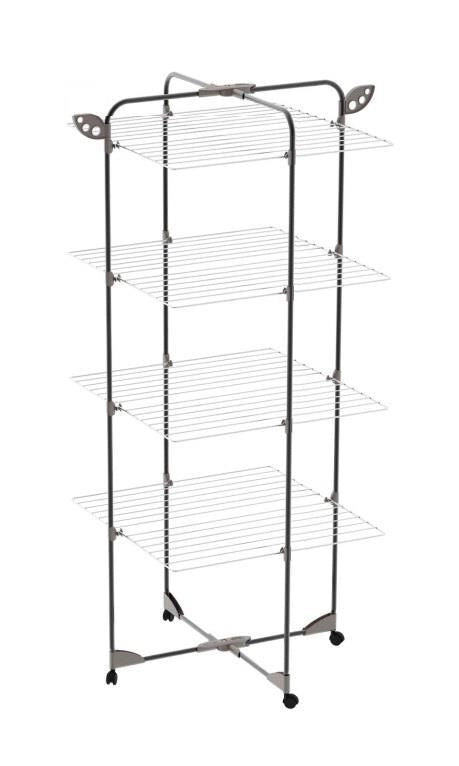 Colombo ST194-4 CPF Alpina Stendibiancheria a Torre 40 m con Ruote e Portagrucce Ribaltabili colore Nero