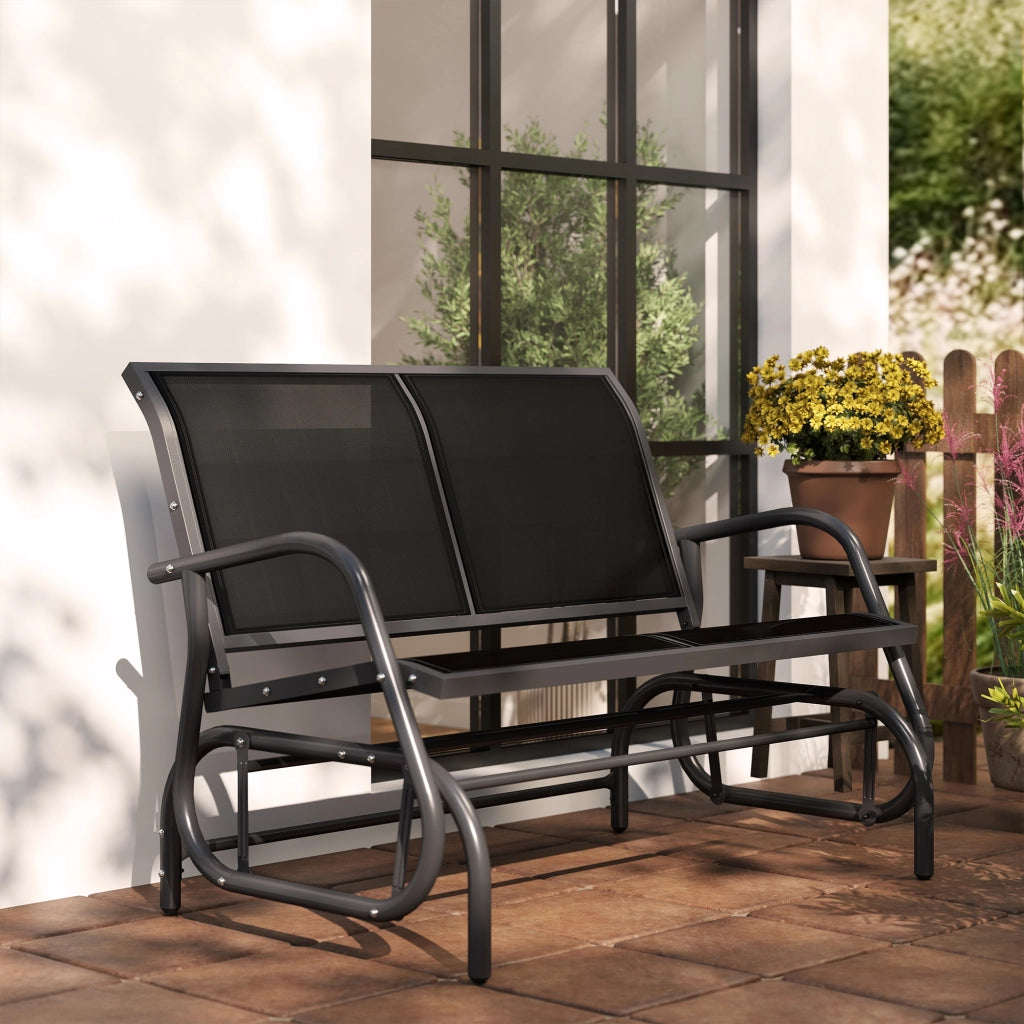 Dondolo da Giardino 2 Posti ¨C Xylo ¨C Metal Texteline 120x70x85cm Grigio