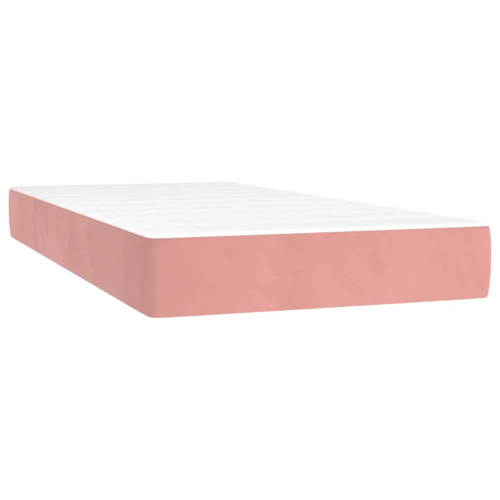 Giroletto a Molle con Materasso-Struttura Letto Rosa 80x200 cm in Velluto 630004