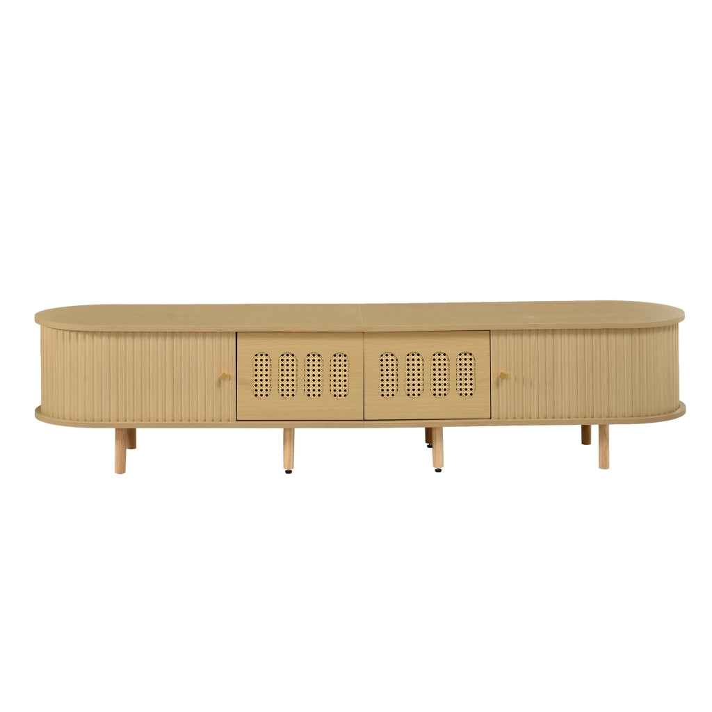 Mobile porta TV largo 180 cm color legno chiaro con serrandine