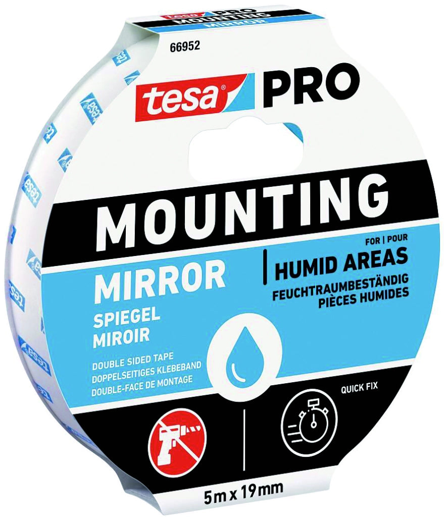 Tesa NASTRO BIADESIVO PER SPECCHI PRO MOUNTING mm. 19x1,5 mt. col. Bianco 12.00 rotoli