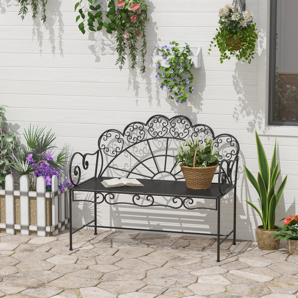 PANCHINA DA GIARDINO 2 posti 107 x 55,5 x 90,5 cm metallo nero
