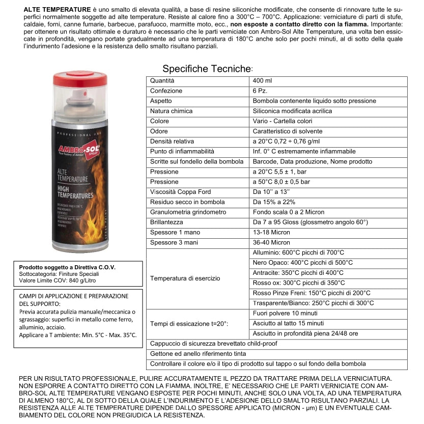 VERNICE ALTE TEMPERATURE 400ML TRASPARENTE SPRAY