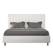 Letto Matrimoniale Francese 140x190 cm con Rete e Contenitore Agueda Bianco