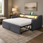 Letto imbottito estraibile con contenitore laterale e USB
