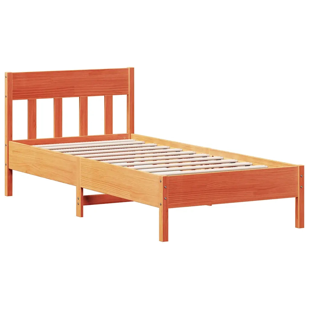 Letto senza Materasso-Struttura Letto Marrone Cera 75x190 cm in Legno di Pino 112135