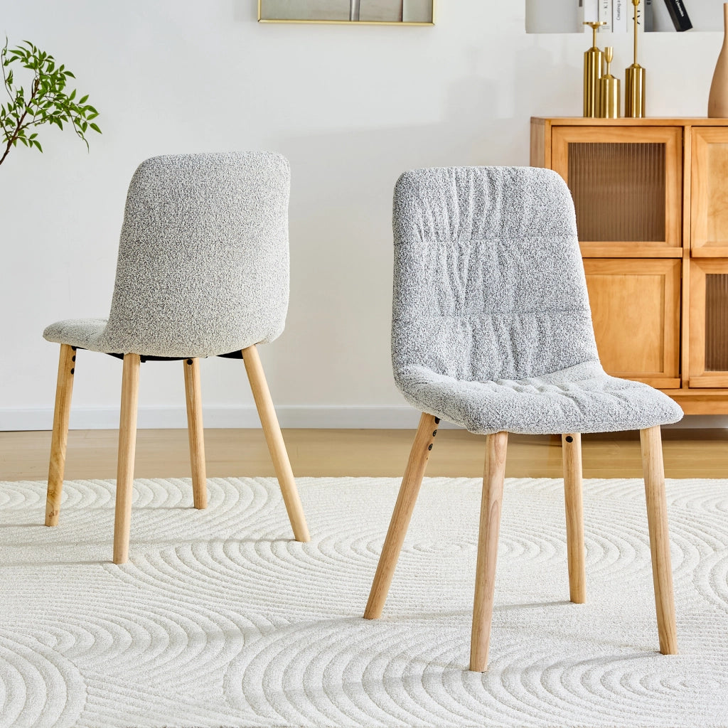Sedie da Pranzo con Gambe in Legno Massello ¨C Xylo ¨C Tessuto Grigio Chiaro, Set 2 Pezzi, 88 cm