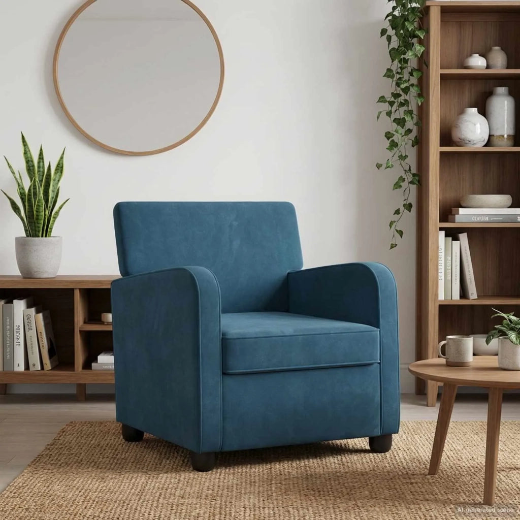 Poltrona-Divano Sedia Blu Velluto 480793