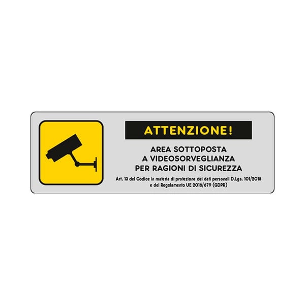 ETICHETTA 'AREA VIDEOSORVEGLIATA' 15x5 cm - 10 pezzi