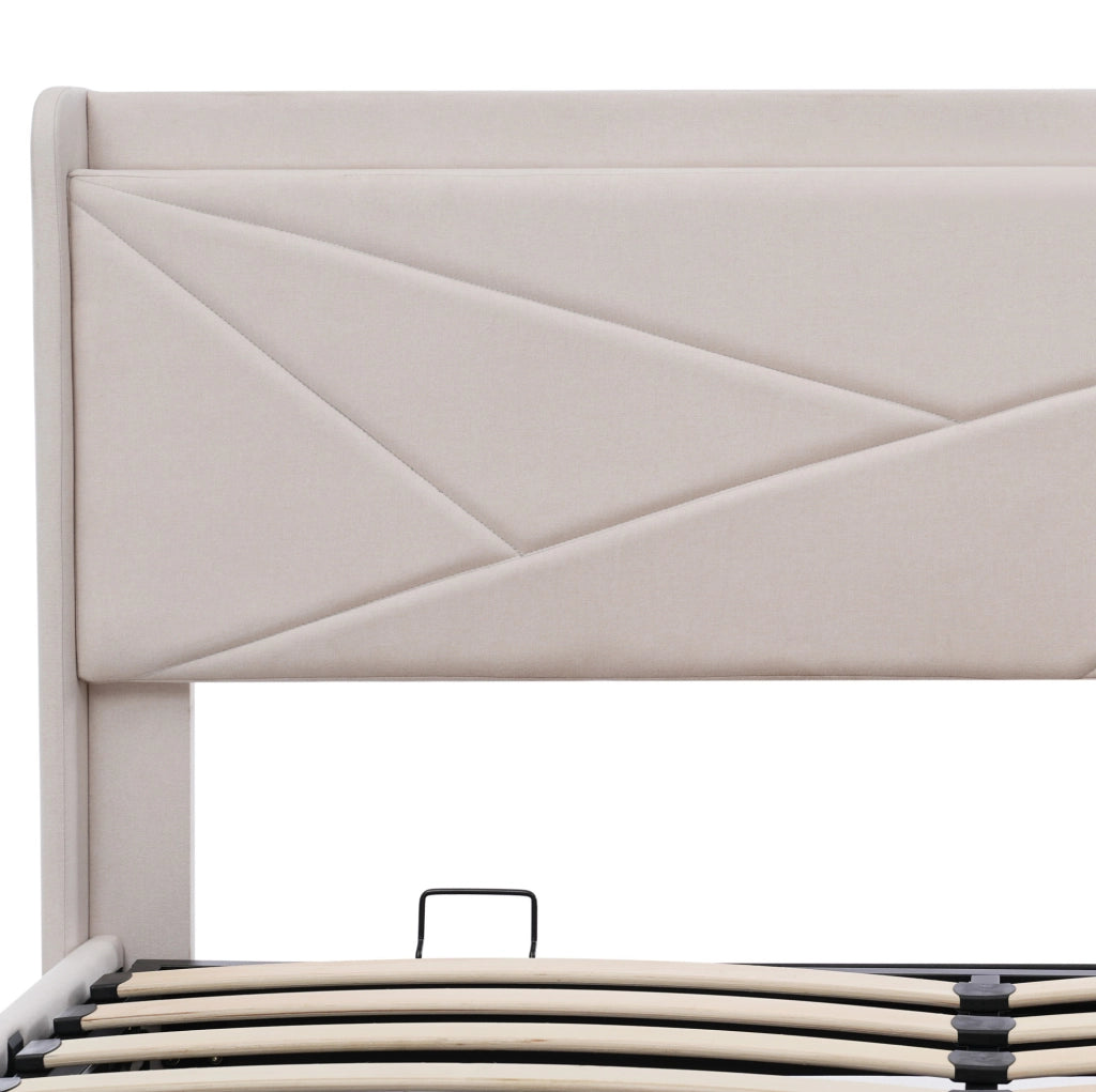 Letto matrimoniale 140x200 con contenitore, testiera con USB e Type-C
