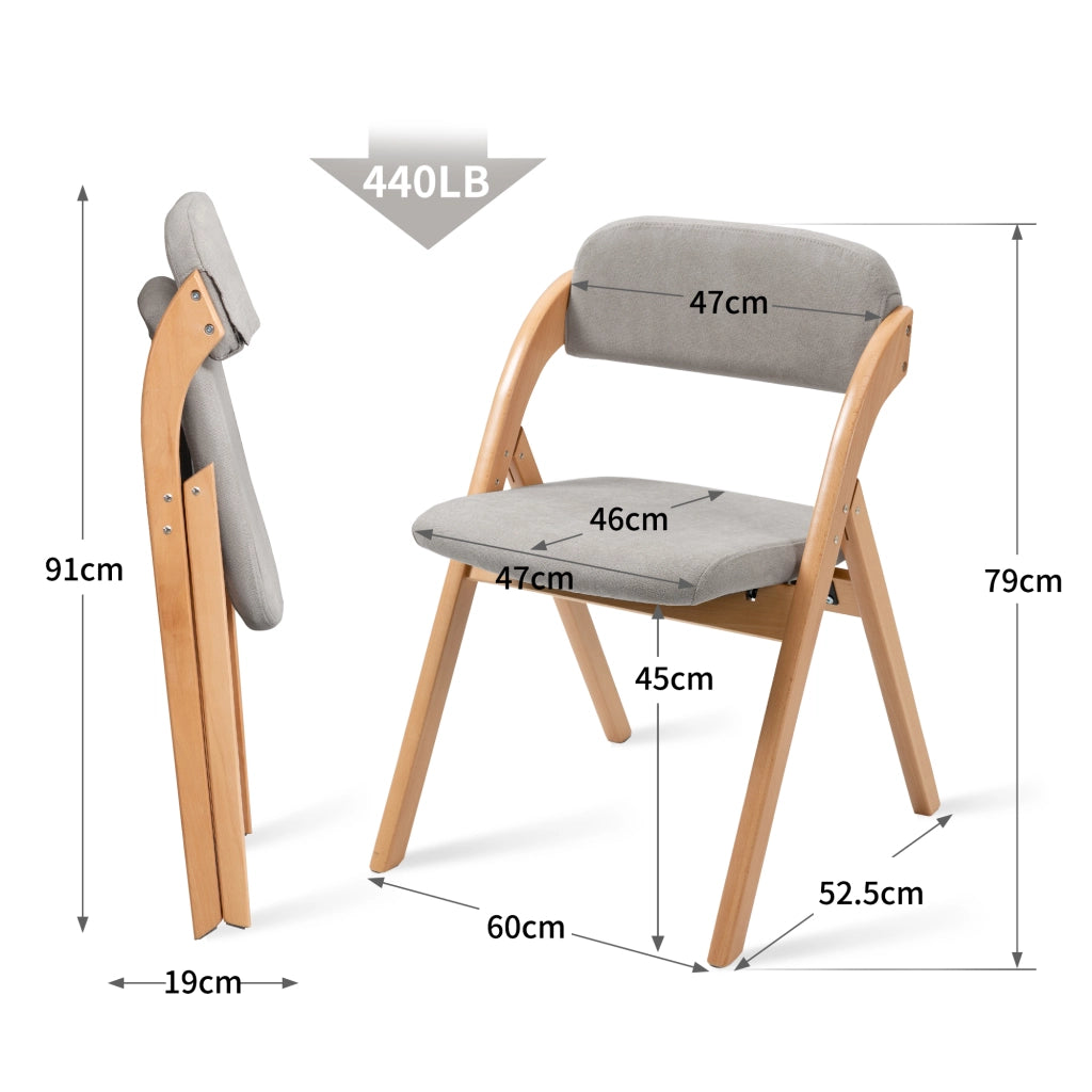 SEDIE PIEGHEVOLI IMBOTTITE Set da 2 Legno Grigio