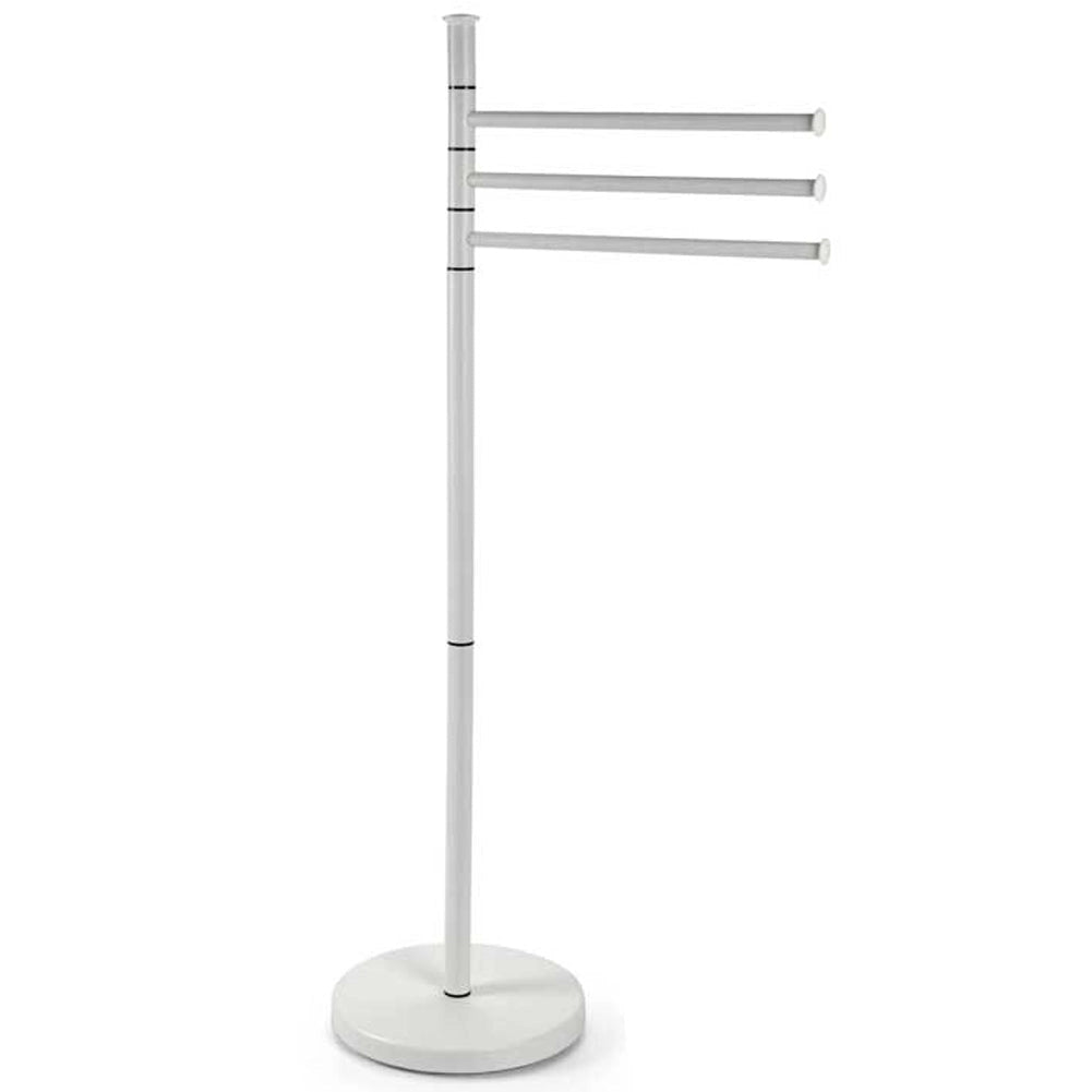 Piantana Portasciugamani Parigi da Bagno 3 Bracci in Metallo Bianco 20 x 83 cm