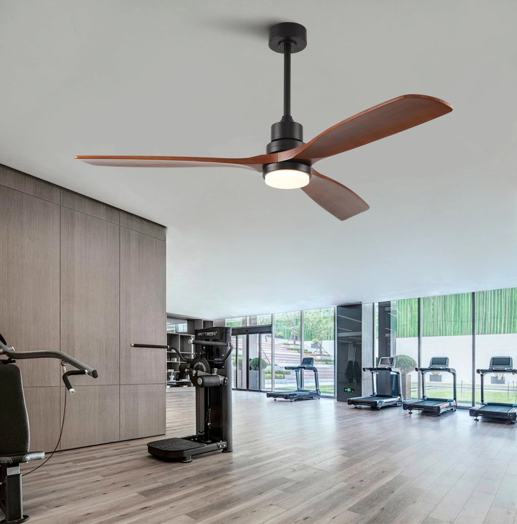 Ventilatore da soffitto 60" con pale in legno massello, motore DC reversibile silenzioso, illuminazione LED 3CCT regolabile, telecomando 6 velocità