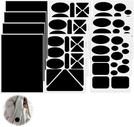 Pannelli di riparazione autoadesivi in nylon (10 pezzi) - Pannelli neri per abbigliamento e tessuti - Adatti per giacche a piumino e piscine - Pannelli di riparazione per vasche da bagno per bambini e tende