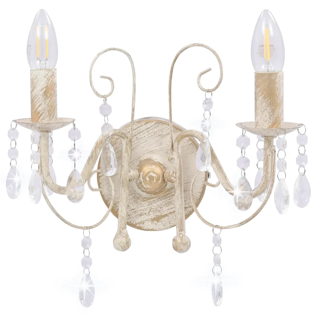 Lampada da Muro con Perle Bianca per 2 Lampadine E14 281590