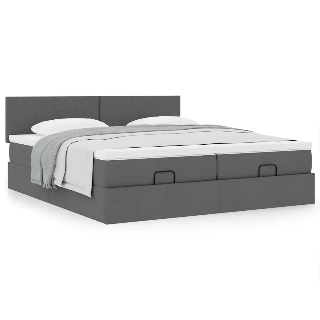 Struttura Letto Pouf con Materassi 200x200 cm in Tessuto 3311981