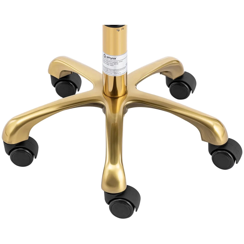 Sgabello con ruote e schienale 150 kg alluminio PVC compensato schiuma sintetica bianco 14_0010104