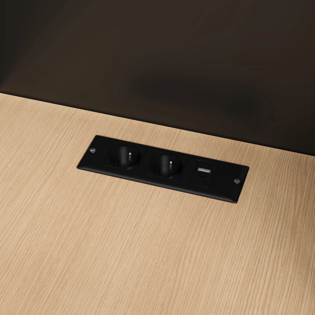 Scrivania pieghevole multifunzionale con ripiani e prese USB - per studio - nero rovere