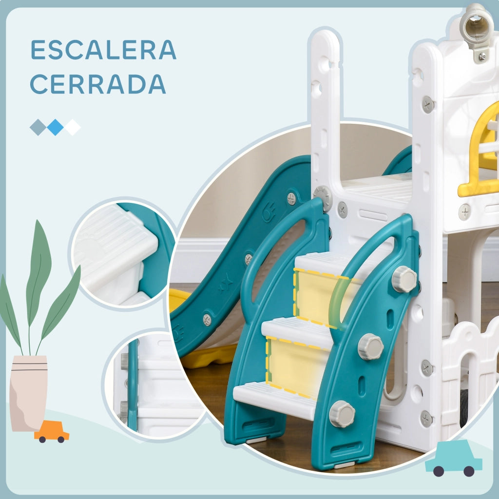 Letto a Soppalco con Scivolo e Scala ¨C Minimal ¨C Verde e Giallo